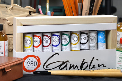 Gamblin 1980 Oil Colors, Set of 8 with Wood Panel & Solvent-Free Gel