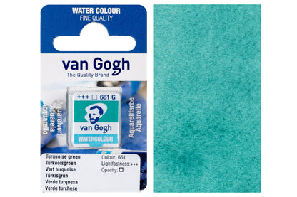 Van Gogh Watercolor Half Pan, #661 Turquoise Green