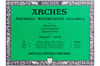 Arches Watercolor Paper Block, Cold Press, 9" x 12"