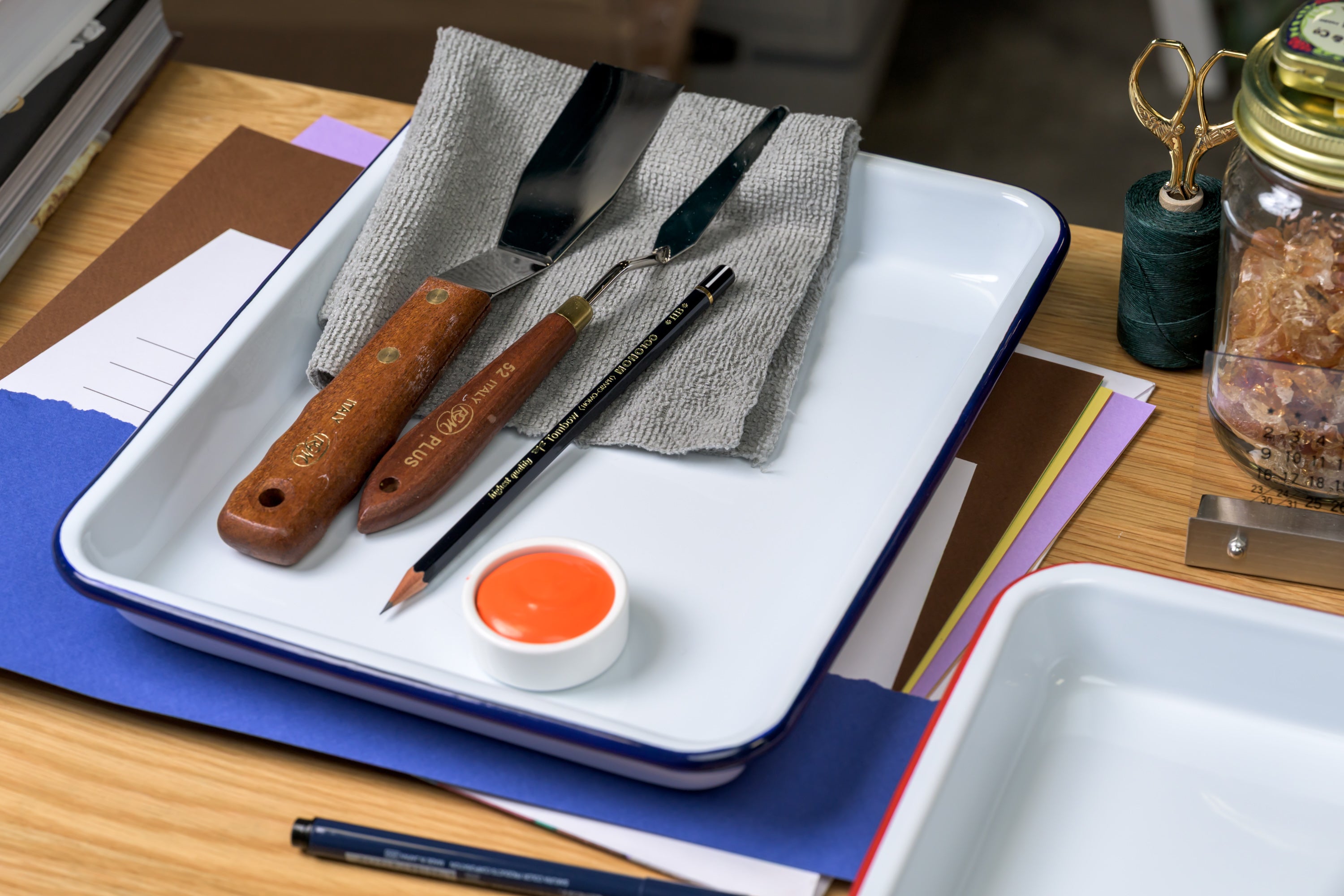 Enameled Steel Butcher Tray, 9" x 11"