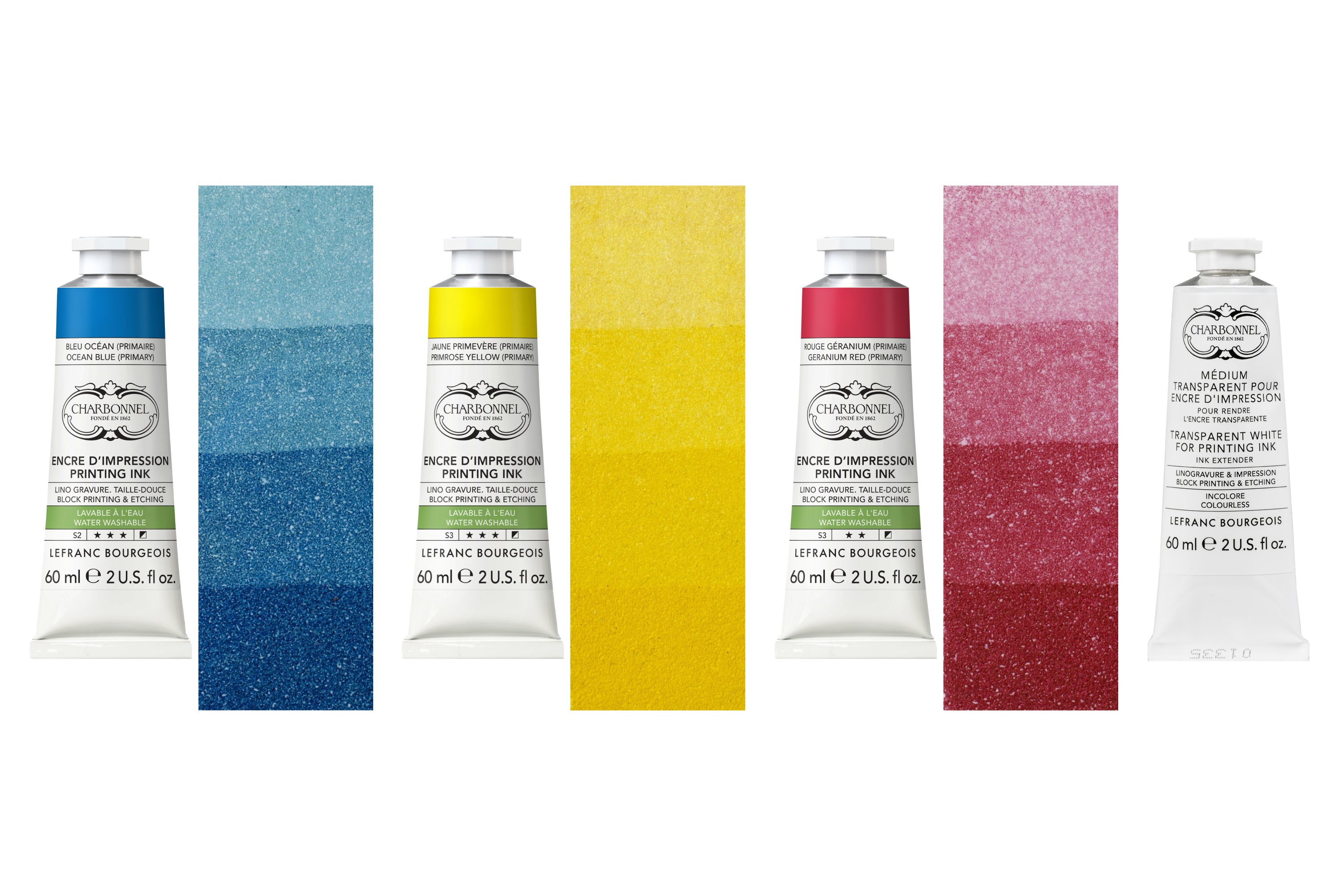 Water-Washable Oil-Based Printmaking Ink, 4 Essential Tubes