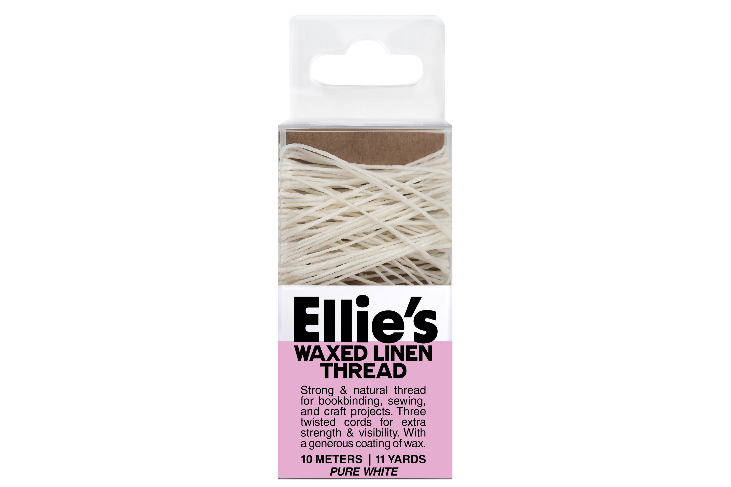 Waxed Linen Thread, Three-Ply, Pure White