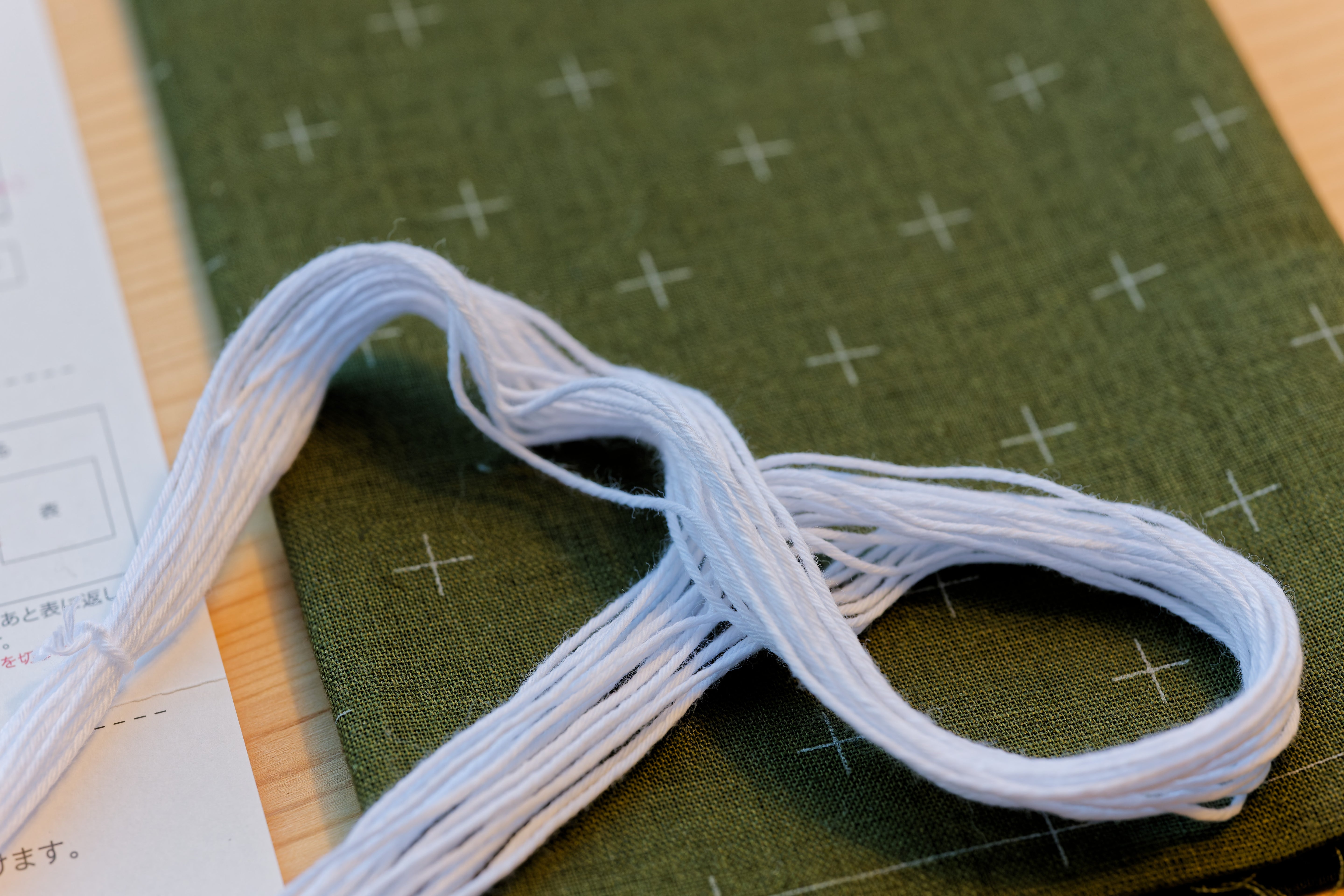 Sashiko Cloth with Disappearing Lines (Green/Crosses)