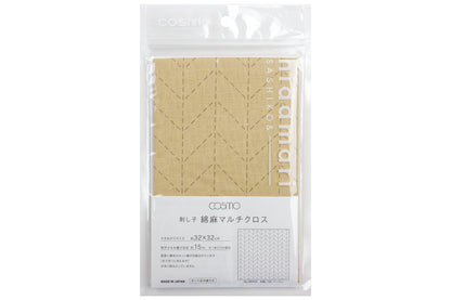 Sashiko Cloth with Disappearing Lines (Tan/Chevrons)