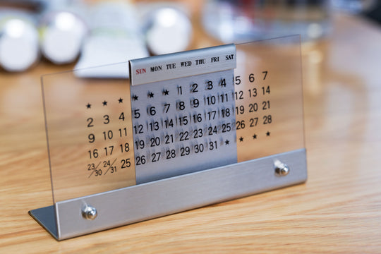 Perpetual Desk Calendar, Stainless/Acrylic
