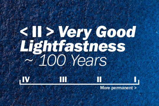 Very good lightfastness. Lasts around 100 years.