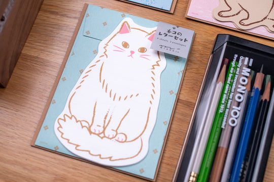Die-Cut Animal Notecards, White Cat