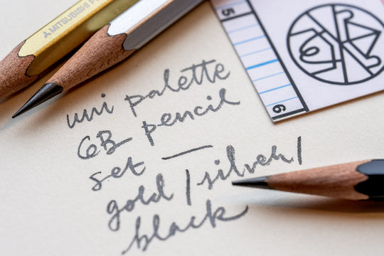 Uni Palette Pencils, 6B, Box of 12 (Gold/Silver/Black)