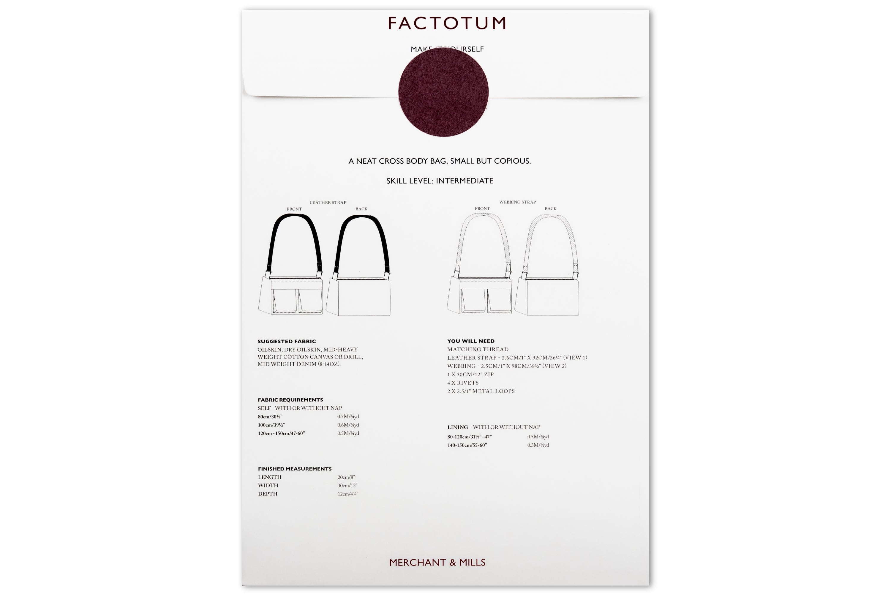 Factotum Crossbody Bag Sewing Pattern