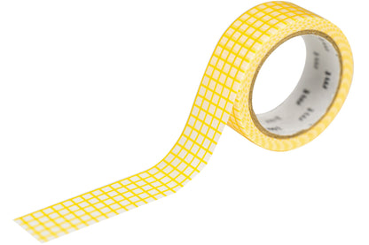 mt Washi Tape, 15 mm, Yellow Grid