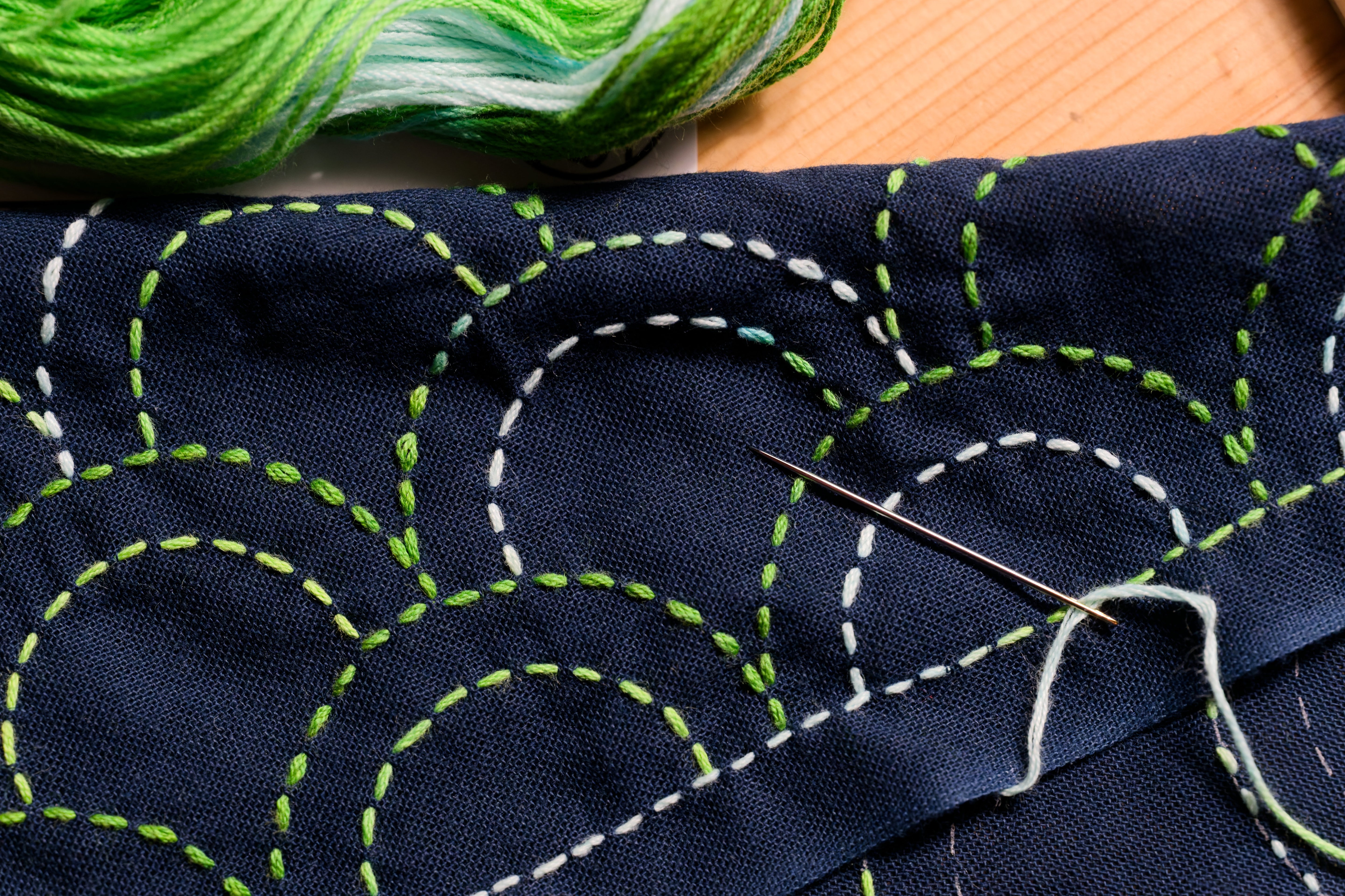 XL Hand-Dyed Sashiko Skein, #203 Rose Garden