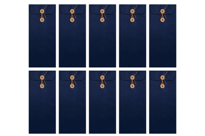 Button-and-String Letter Envelopes, Navy, Set of 10