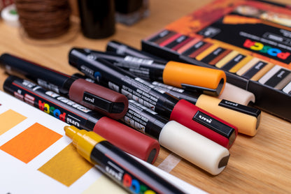 Uni POSCA Paint Markers, Warm Colors Set (PC-5M)