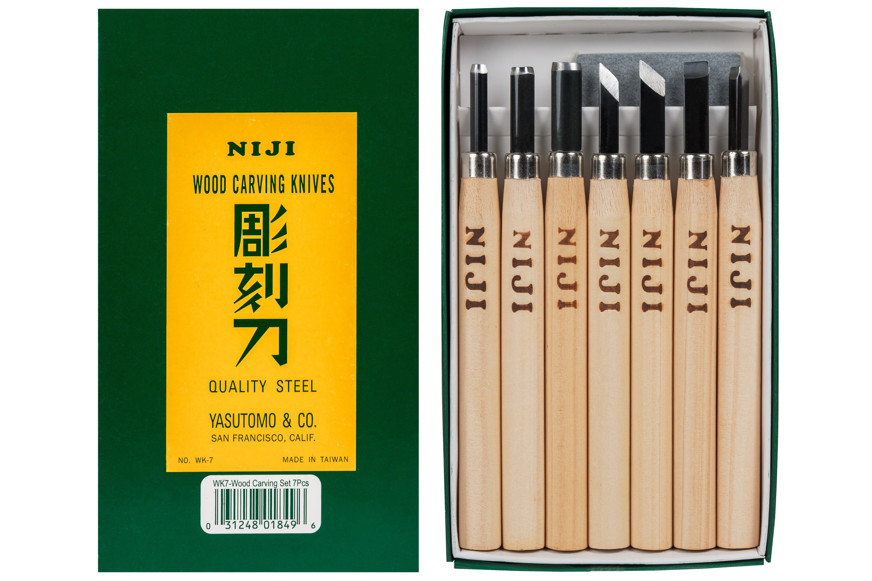 Niji Carving Knives, Set of 7 with Sharpening Stone