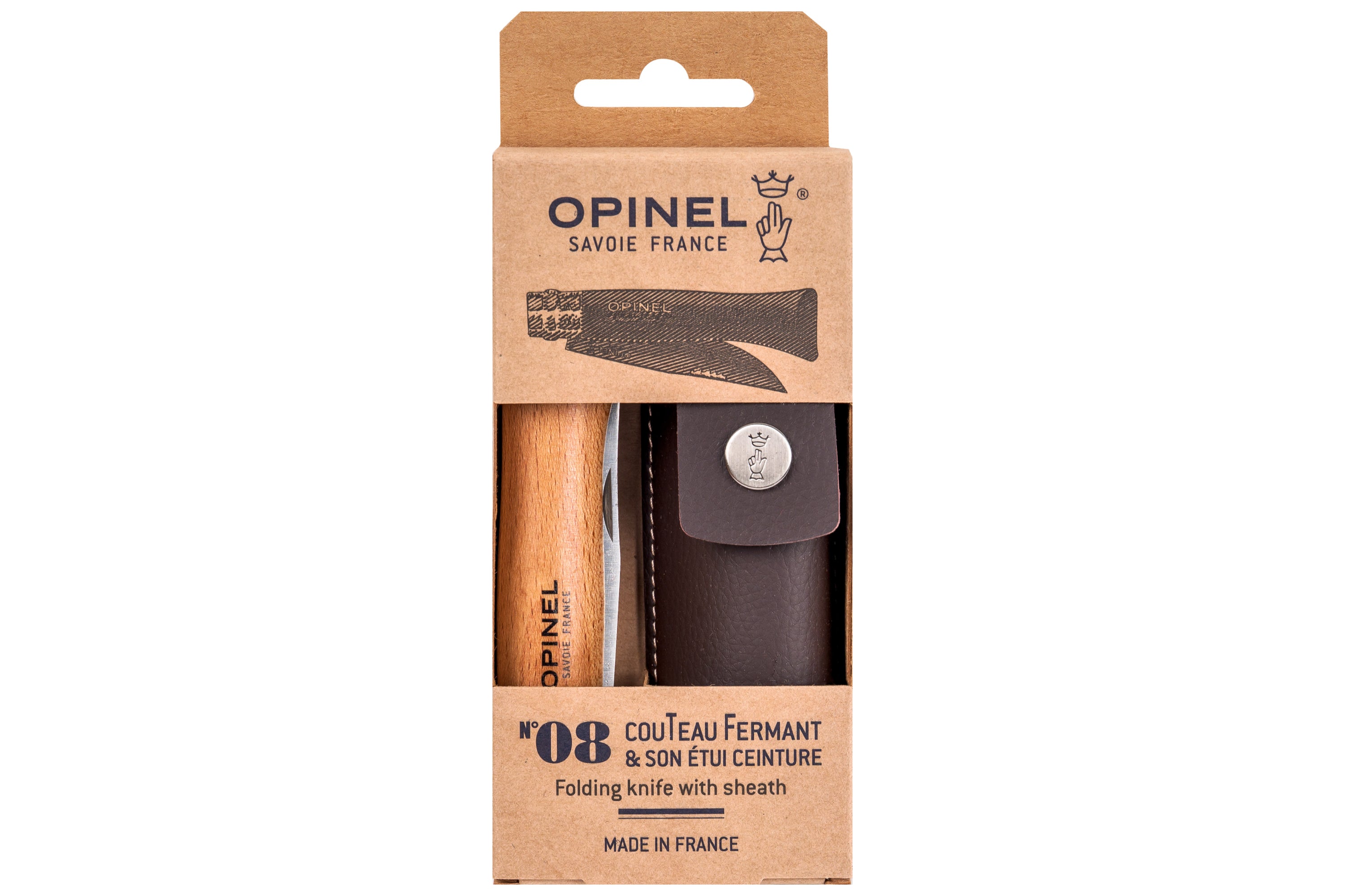 Opinel No. 08 Stainless Folding Knife + Sheath