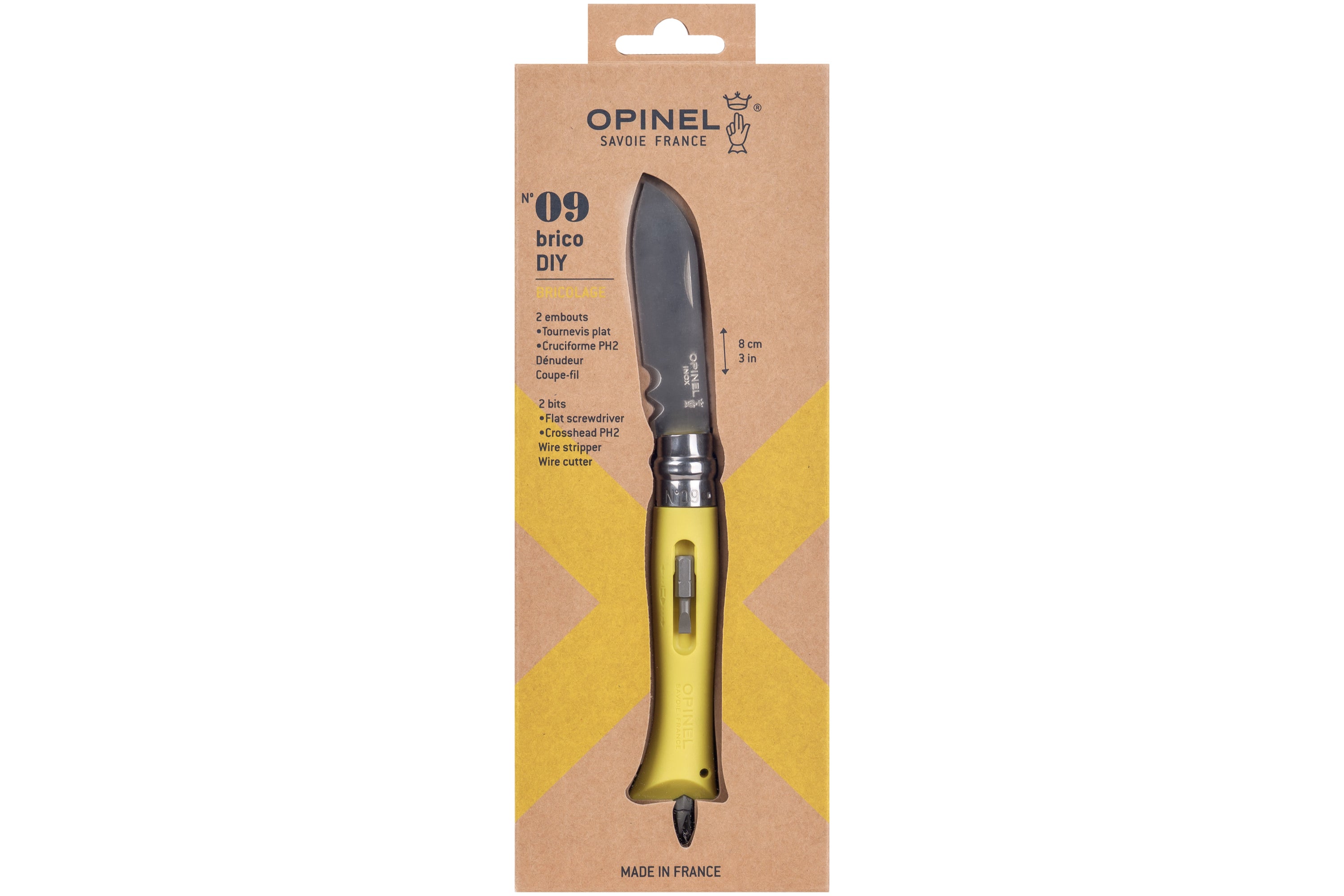 Opinel No. 09 DIY Multifunction Knife, Yellow