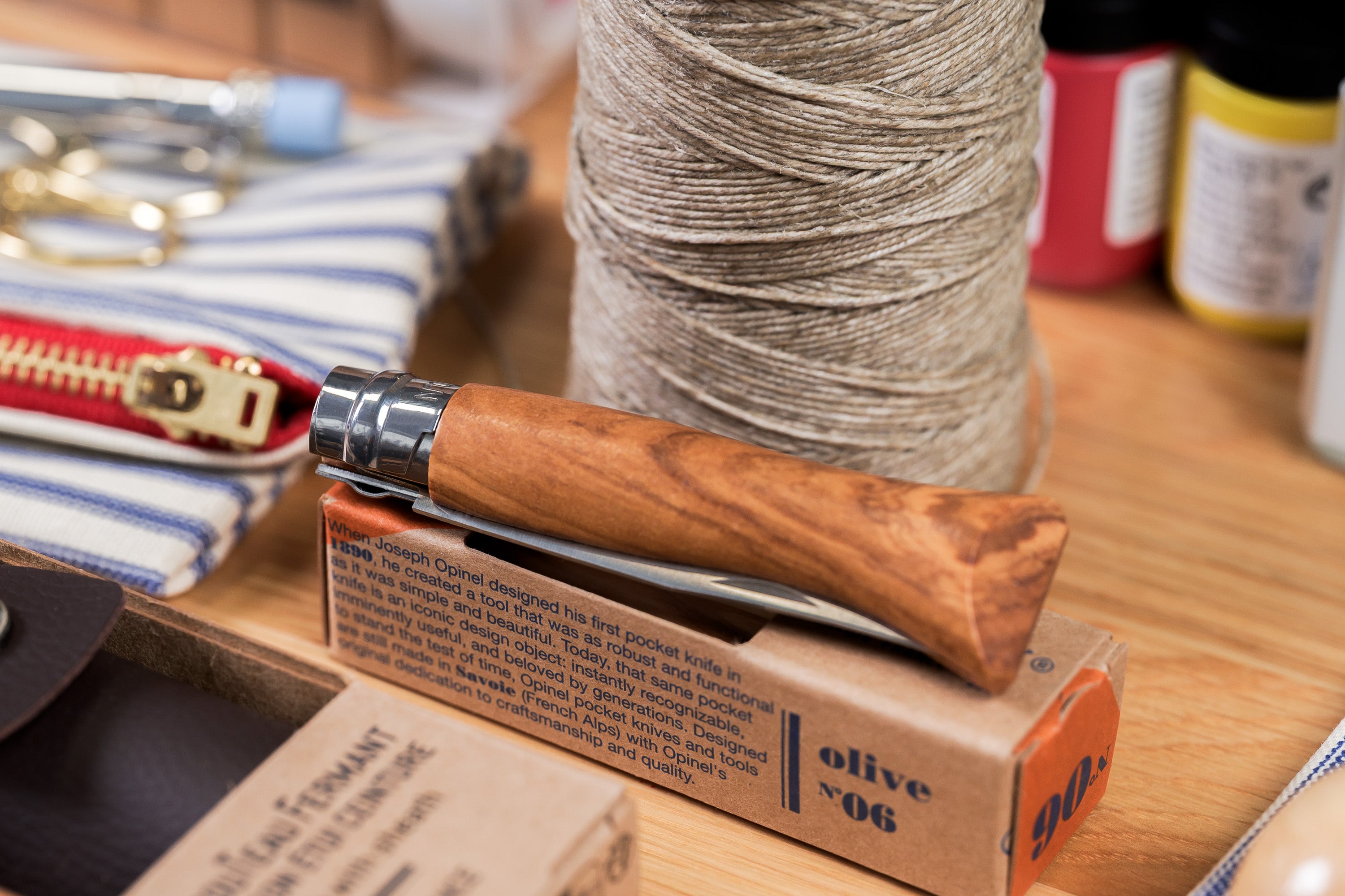 Opinel No. 06 Stainless Folding Knife, Olive Wood