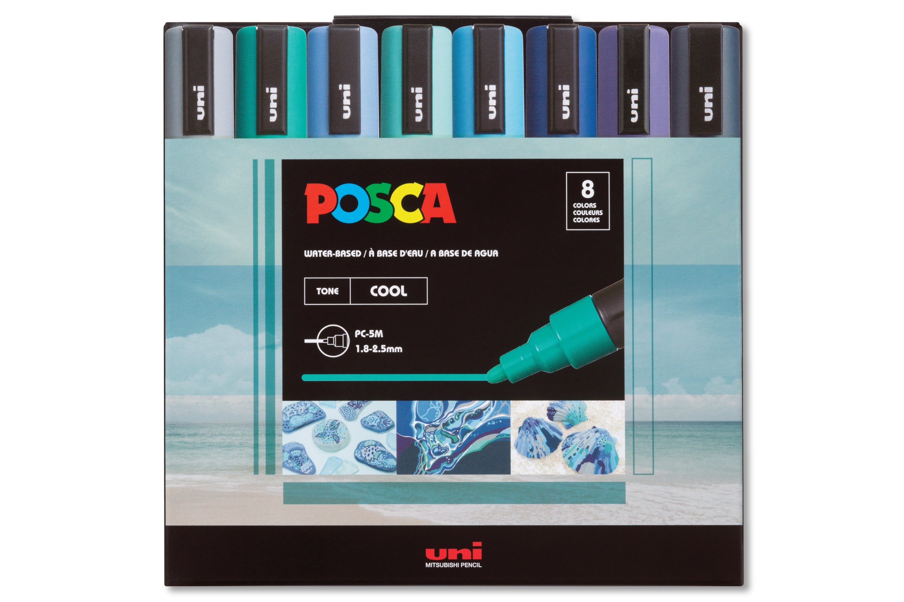 Uni POSCA Paint Markers, Cool Colors Set (PC-5M)