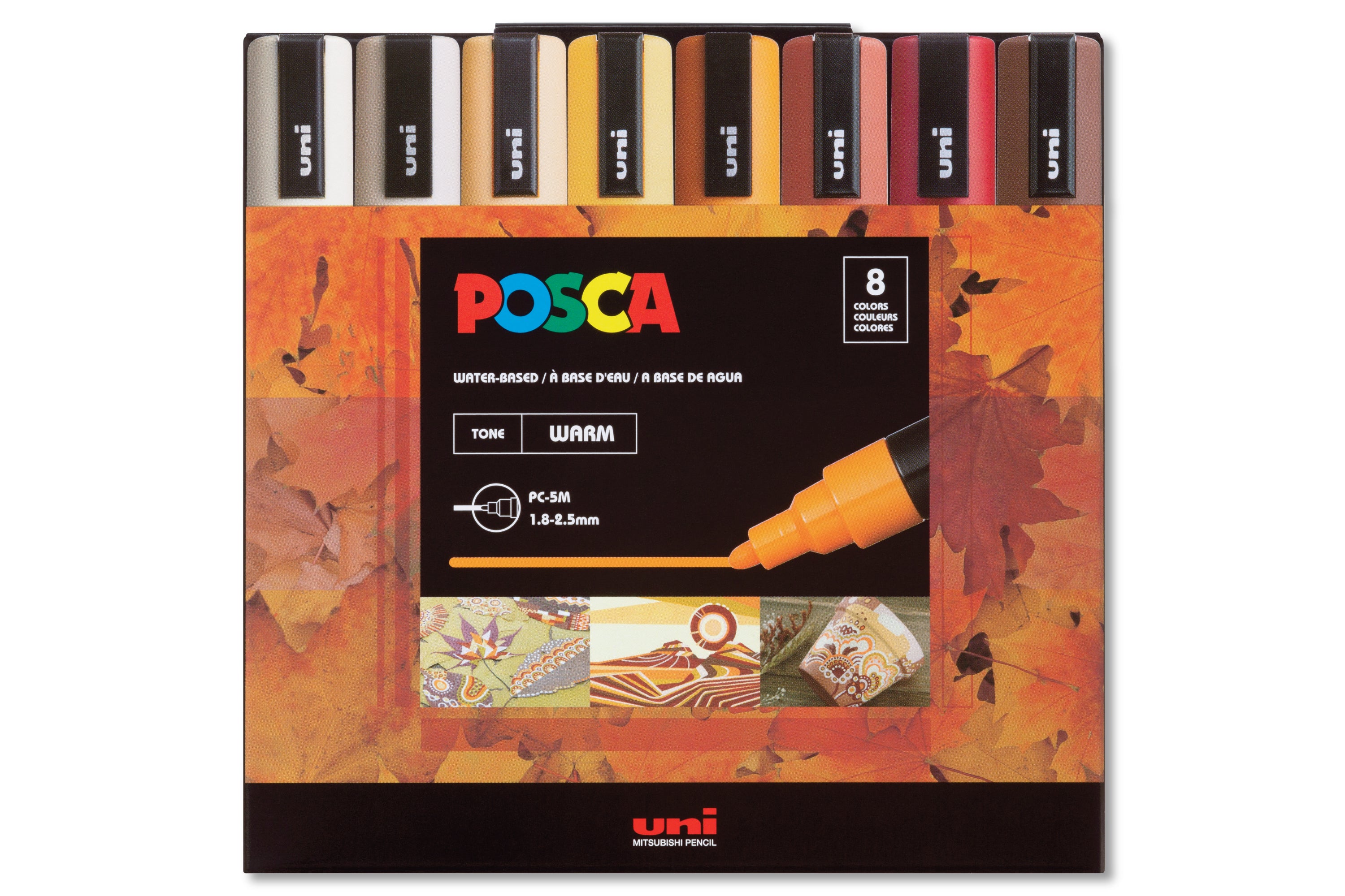 Uni POSCA Paint Markers, Warm Colors Set (PC-5M)