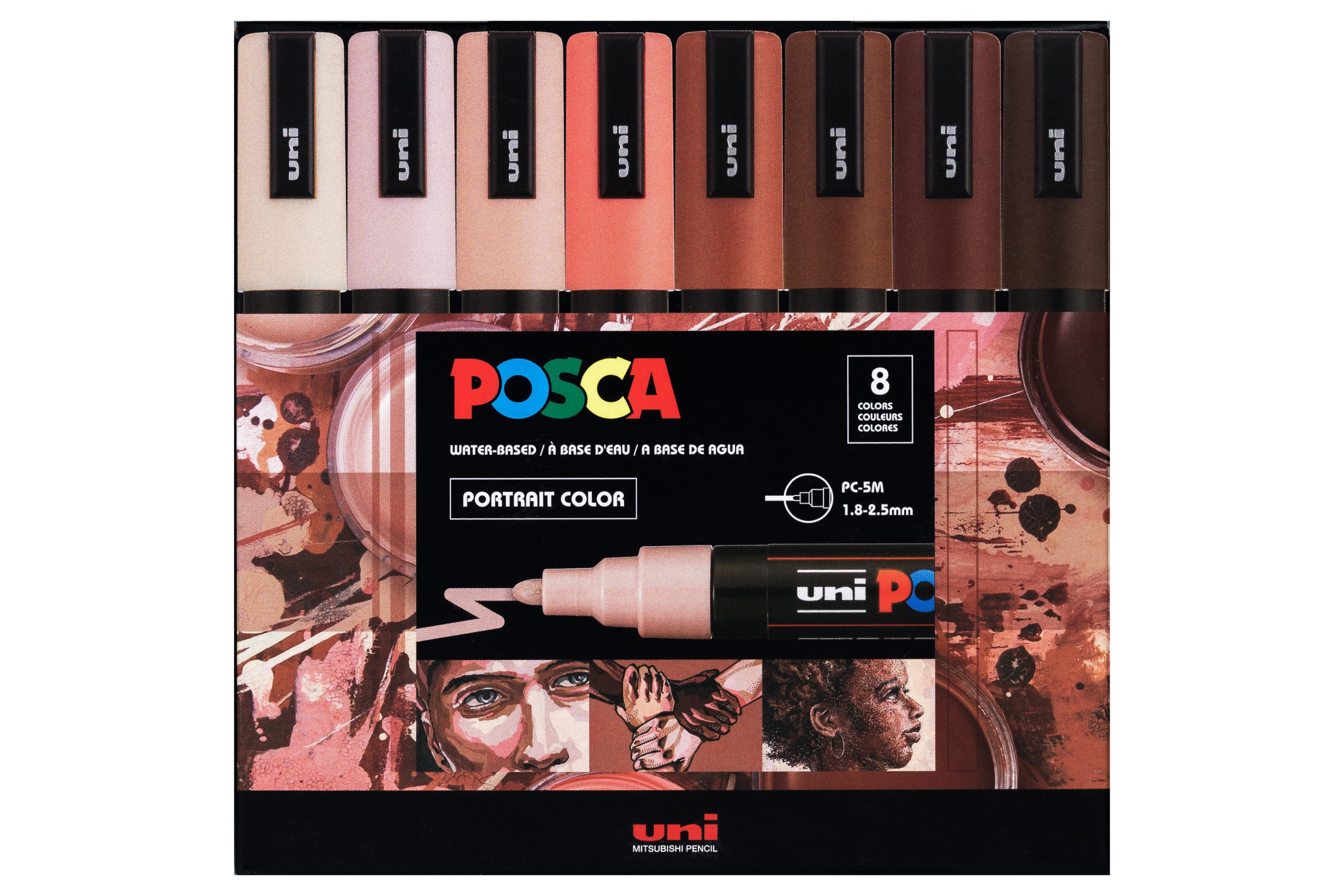Uni POSCA Paint Markers, Portrait Colors Set (PC-5M)