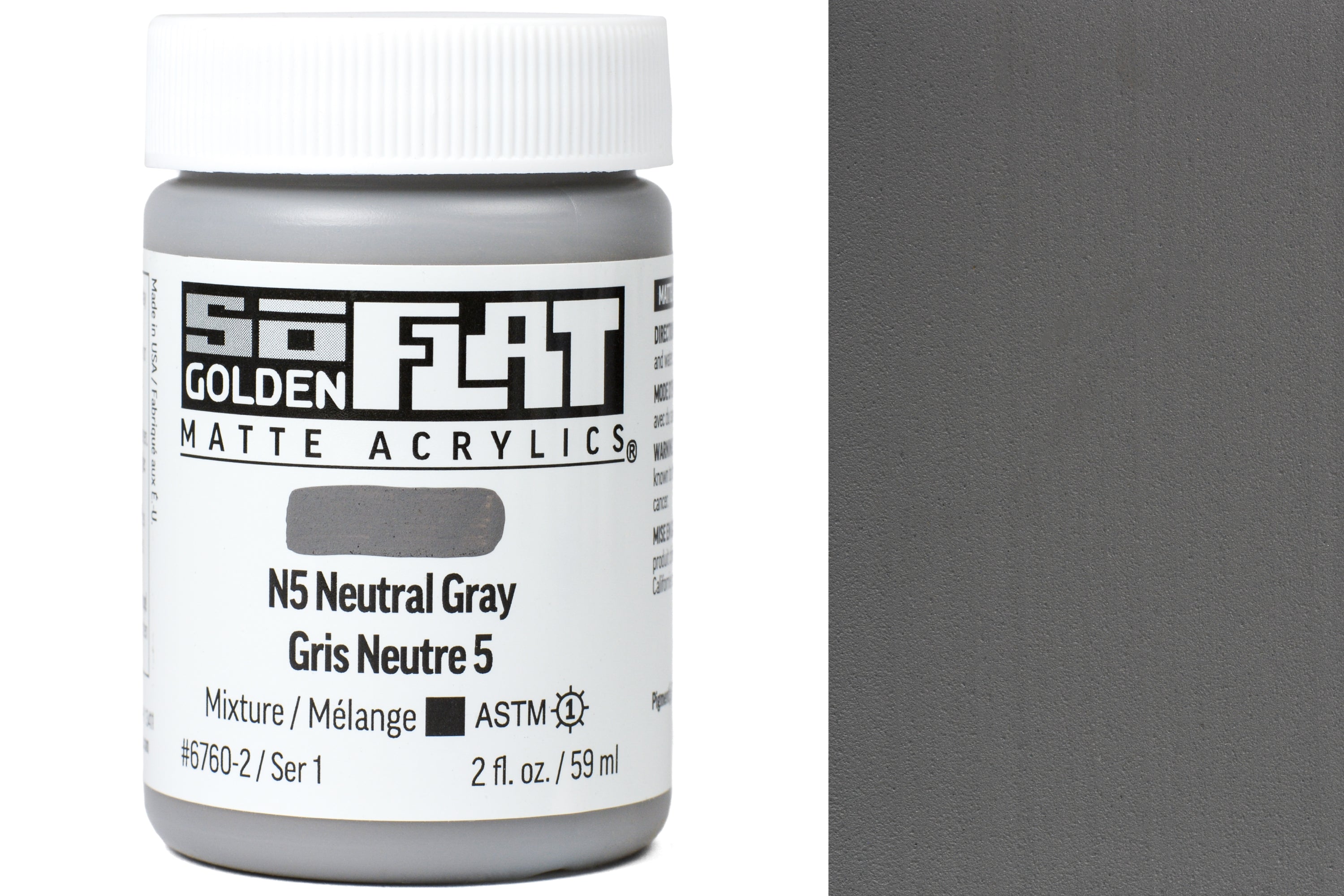 Golden SoFlat Matte Acrylics, N5 Neutral Grey