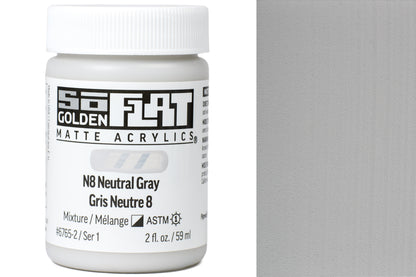 Golden SoFlat Matte Acrylics, N8 Neutral Grey