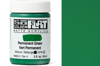 Golden SoFlat Matte Acrylics, Permanent Green
