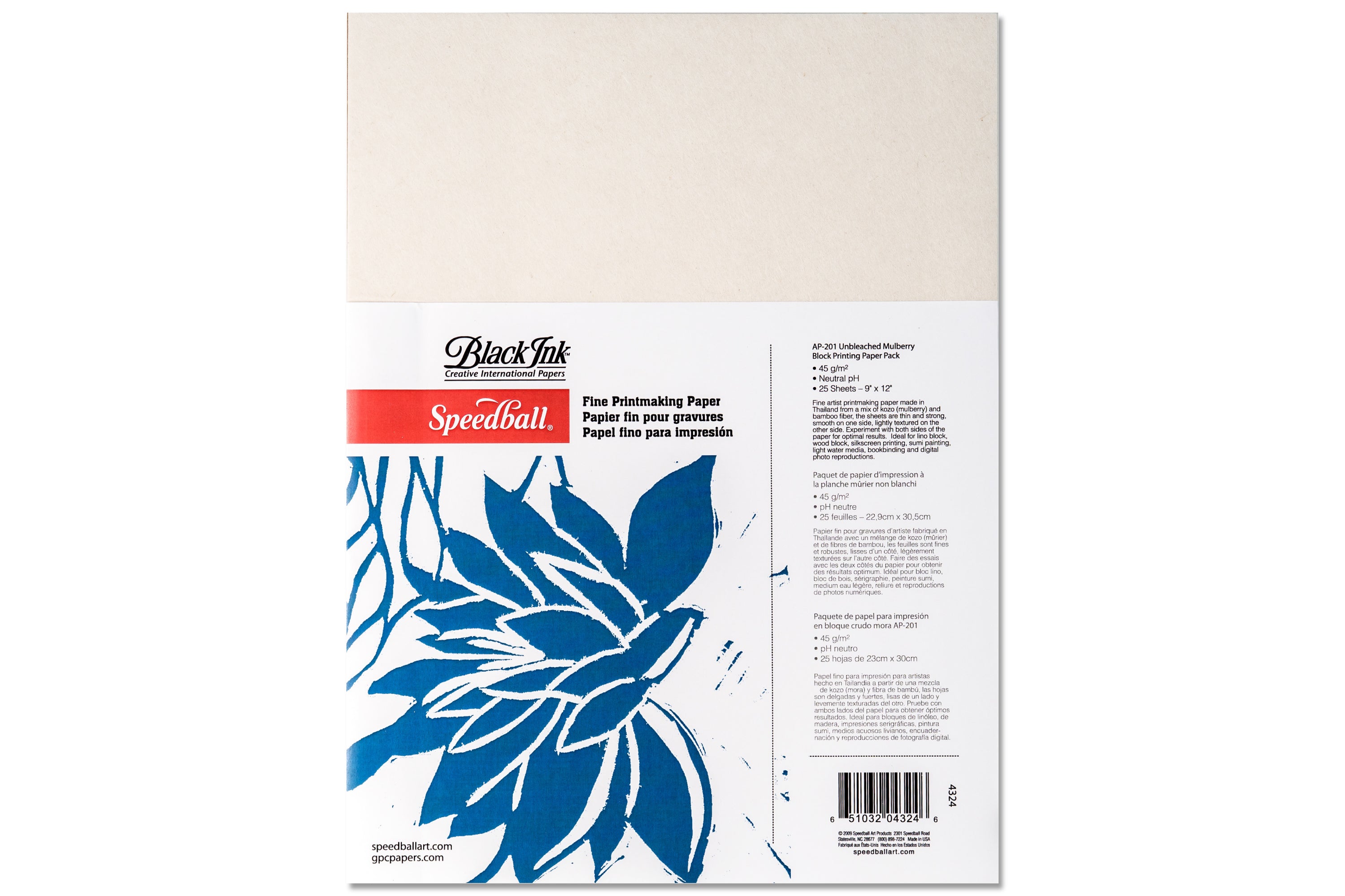Unbleached Mulberry Printmaking Paper, 9" x 12"