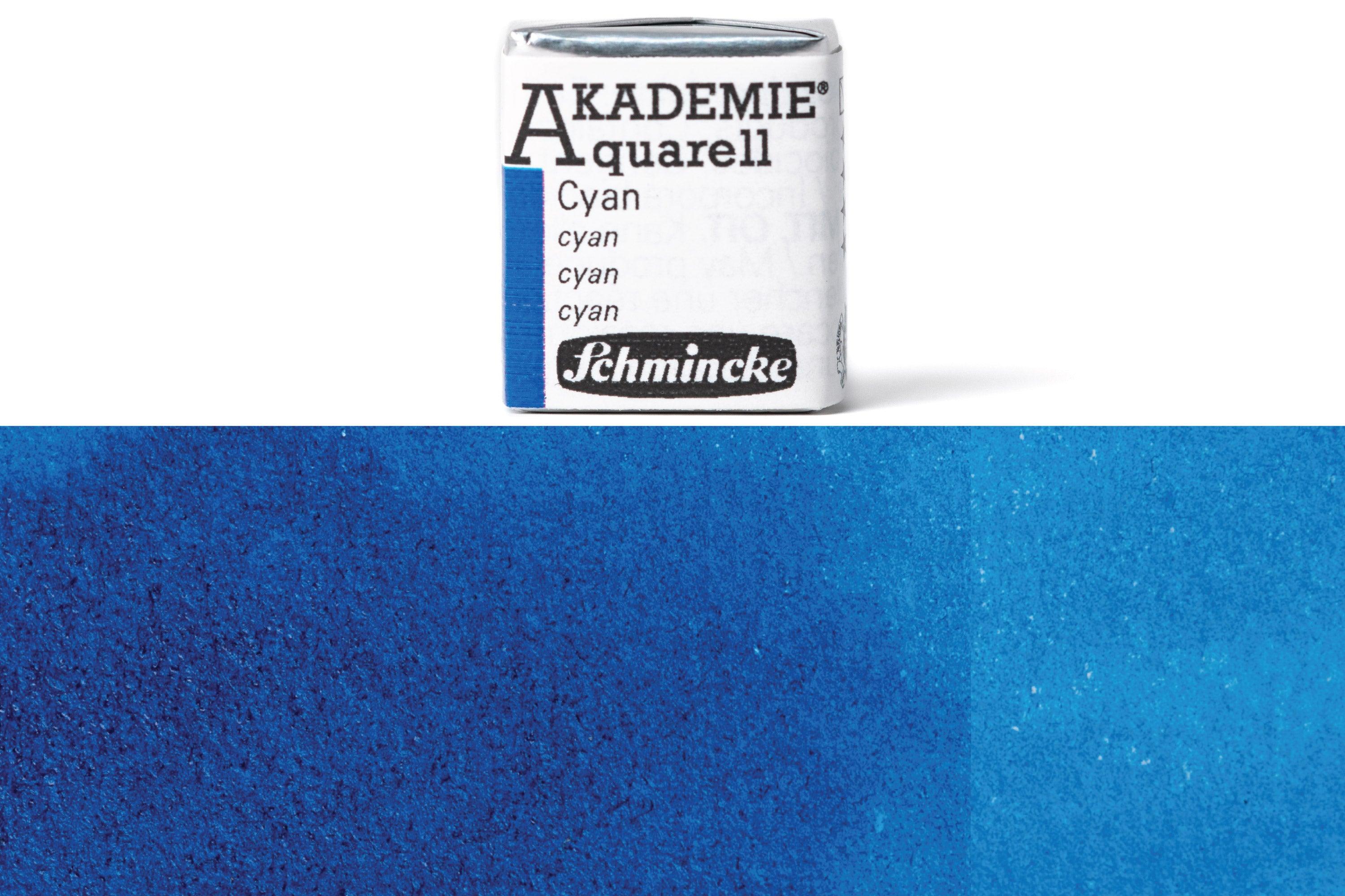 Schmincke - Akademie Watercolor Half Pan, #448 Cyan - St. Louis Art Supply