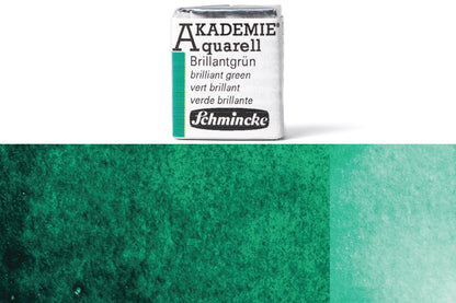 Schmincke - Akademie Watercolor Half Pan, #551 Brilliant Green - St. Louis Art Supply