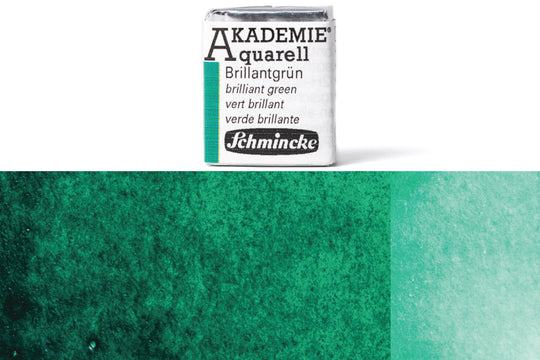 Schmincke - Akademie Watercolor Half Pan, #551 Brilliant Green - St. Louis Art Supply