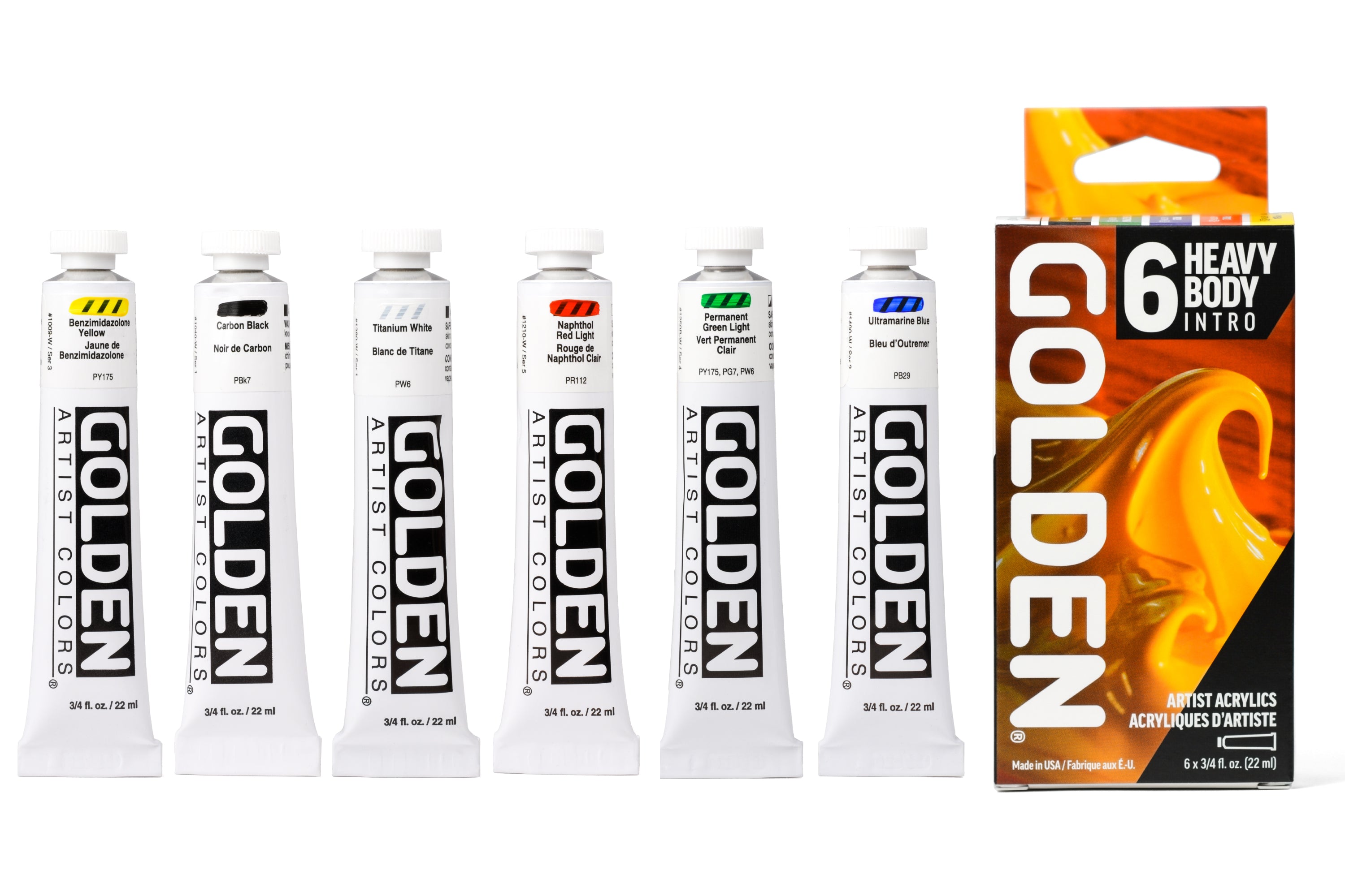Golden Heavy Body Acrylics, Intro Set of 6