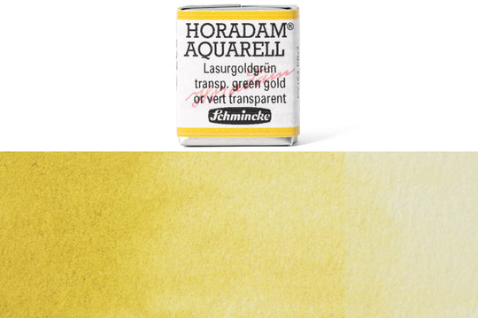 Schmincke - Horadam Watercolor Half Pan, #537 Transparent Green Gold - St. Louis Art Supply
