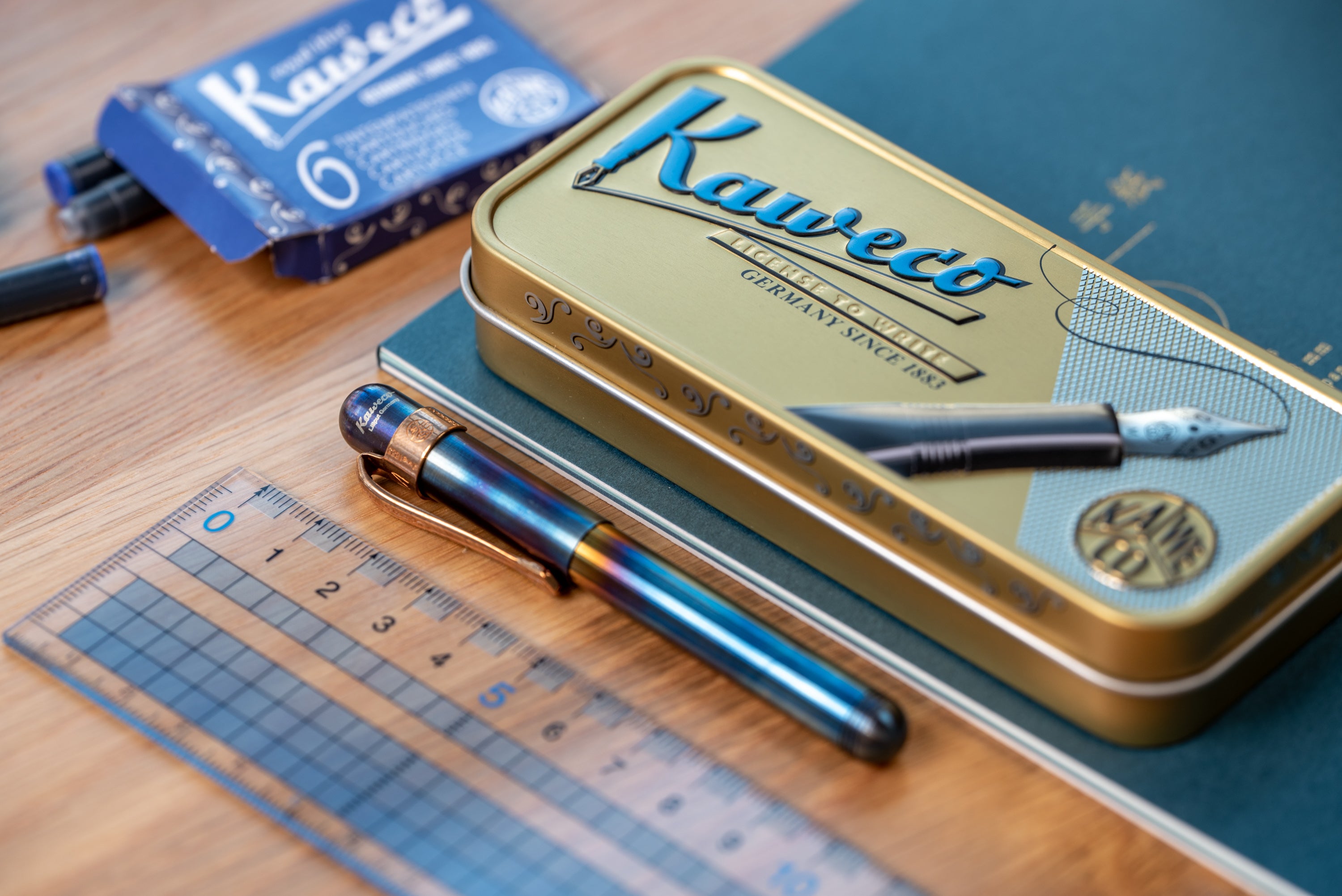 Kaweco - Liliput Pocket Fountain Pen, Fireblue Steel - St. Louis Art Supply