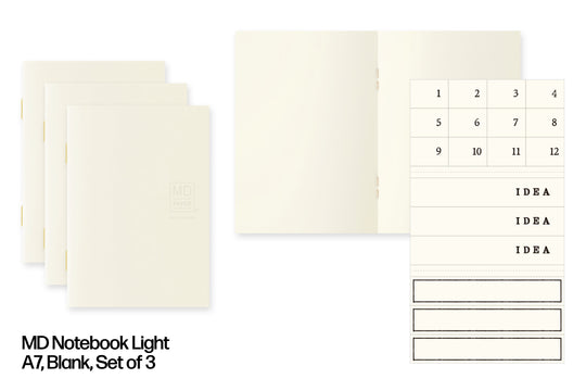 MD Notebook Light, A7 Blank, Set of 3