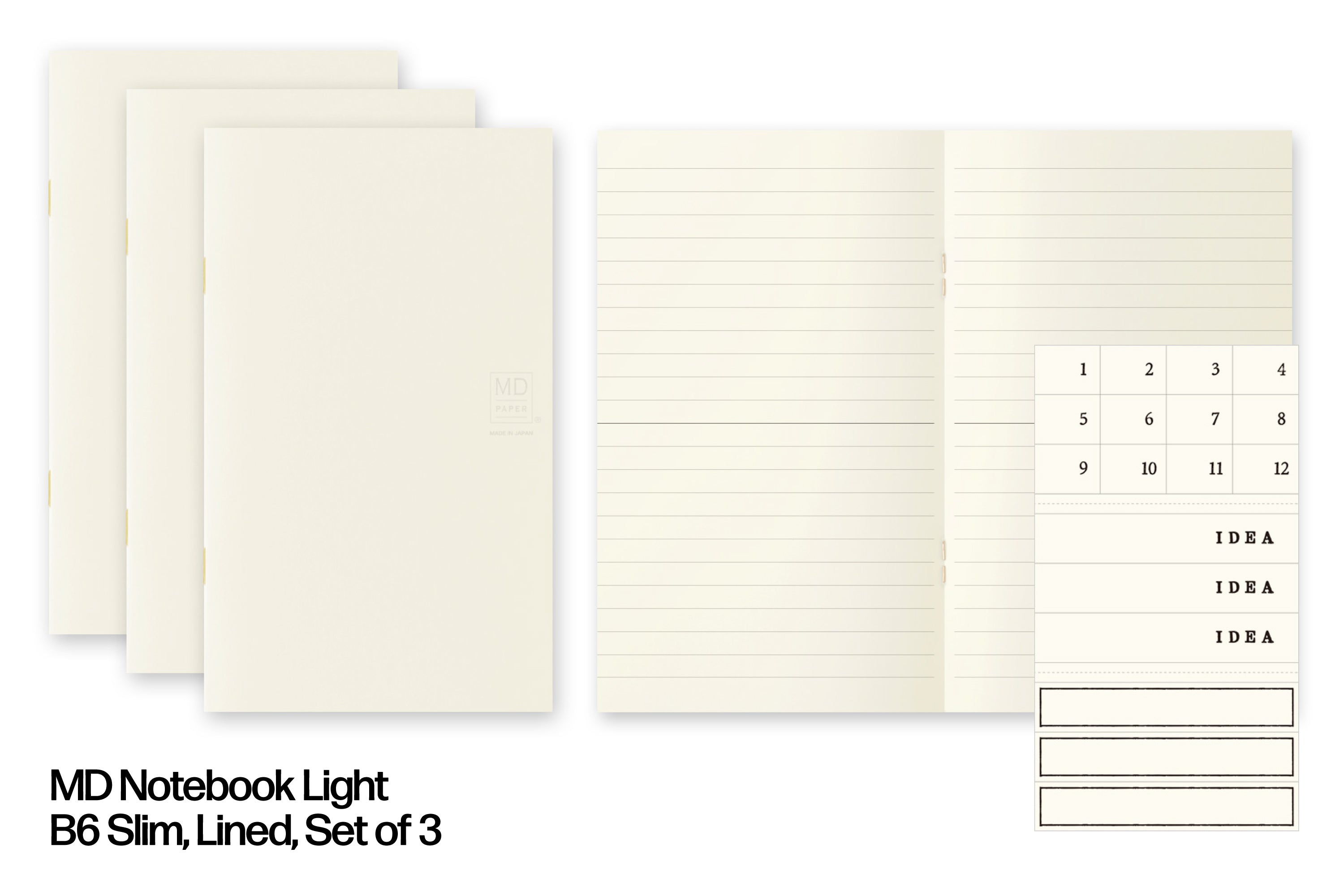 MD Notebook Light, A6 Lined, Set of 3