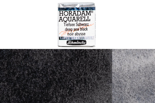 Schmincke - Supergranulation Watercolor Half Pan, #955 Deep Sea Black - St. Louis Art Supply
