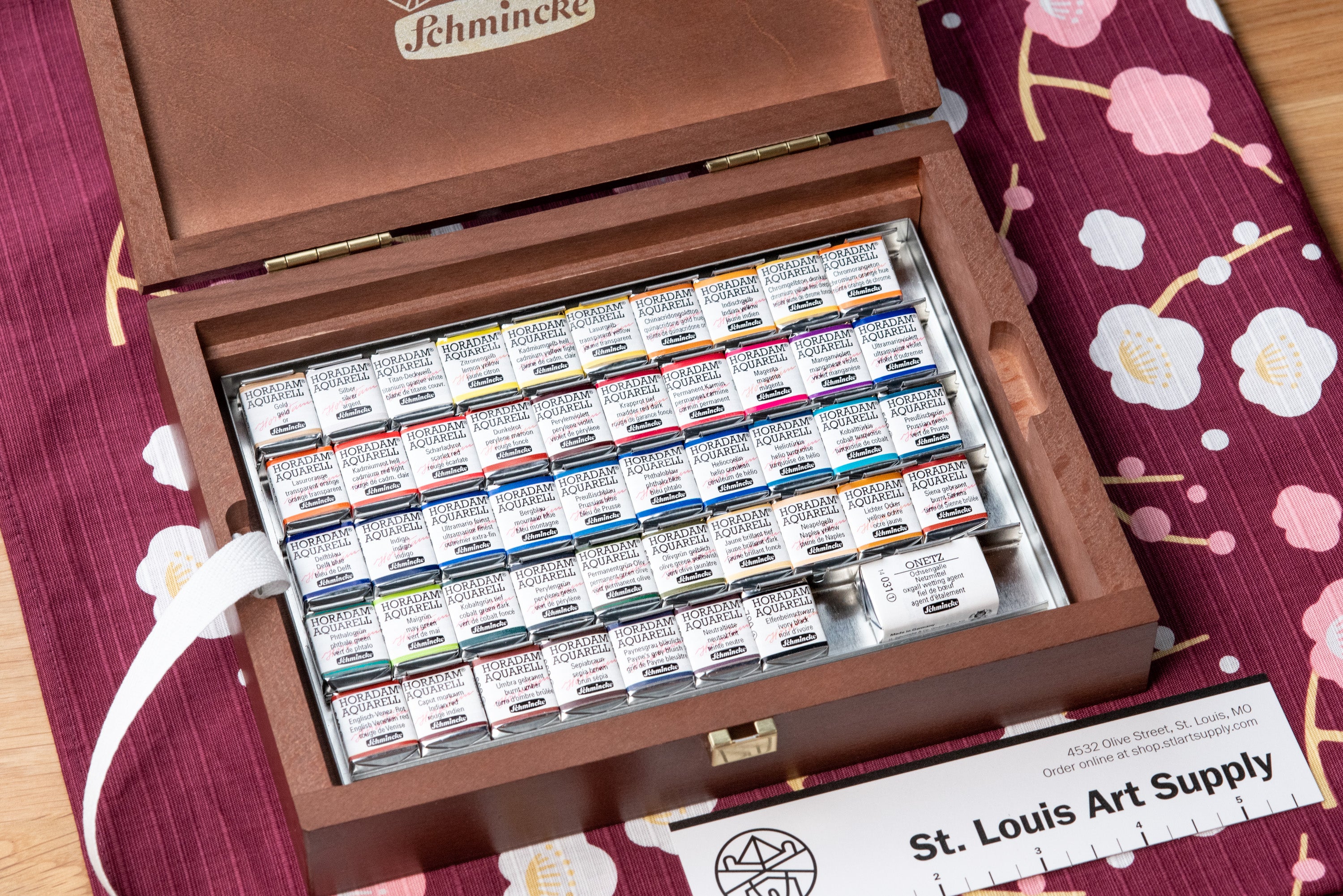 Schmincke - Horadam Watercolors, Wood Box Set of 48 with Palette - St. Louis Art Supply