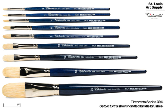 Setola Extra Short-Handled Bristle Brushes, Series 394 (Filbert)