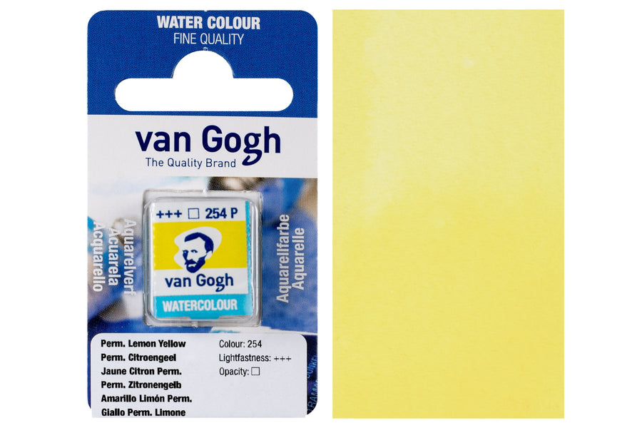 Van Gogh Watercolor Half Pan, #254 Permanent Lemon Yellow