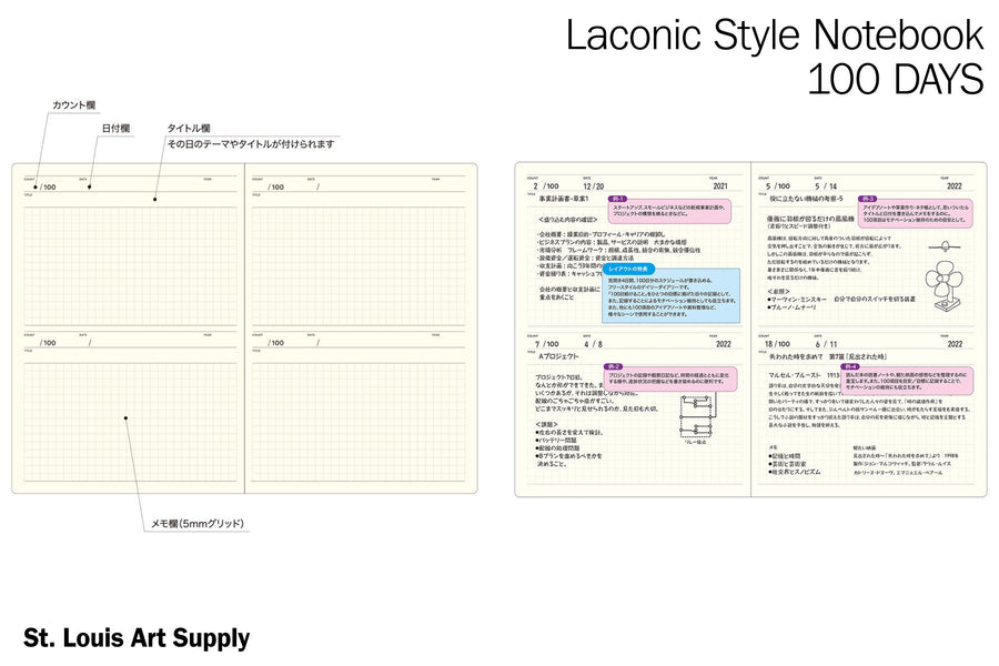 Laconic Style Notebook: 100 Days