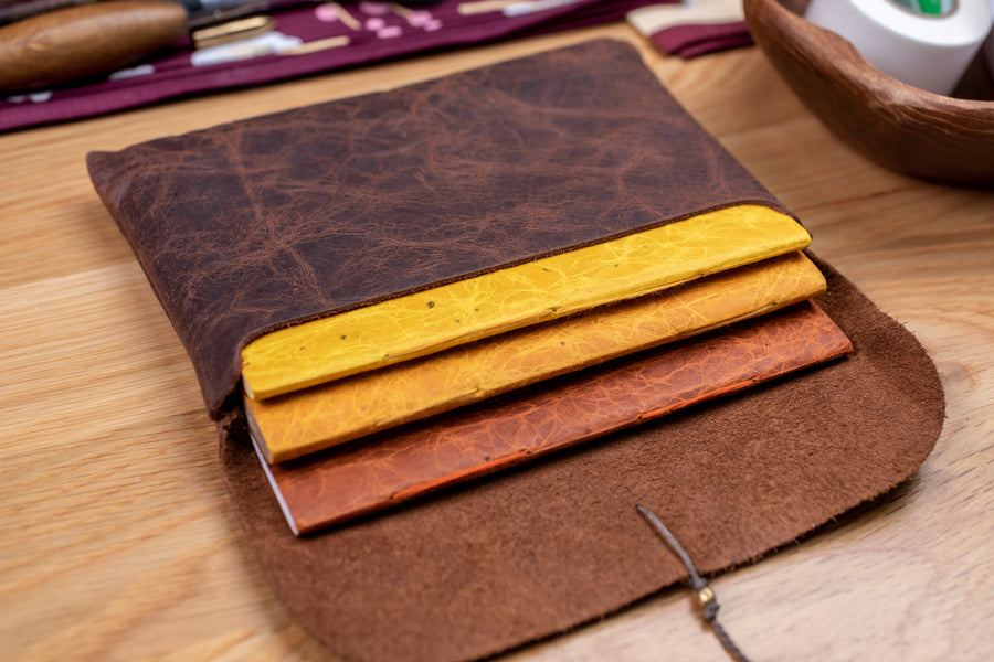 Handmade Leather Notebook Pouch, Earth Tones