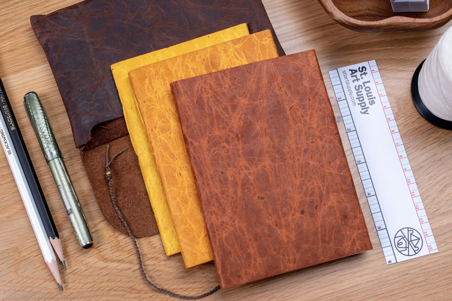Handmade Leather Notebook Pouch, Earth Tones