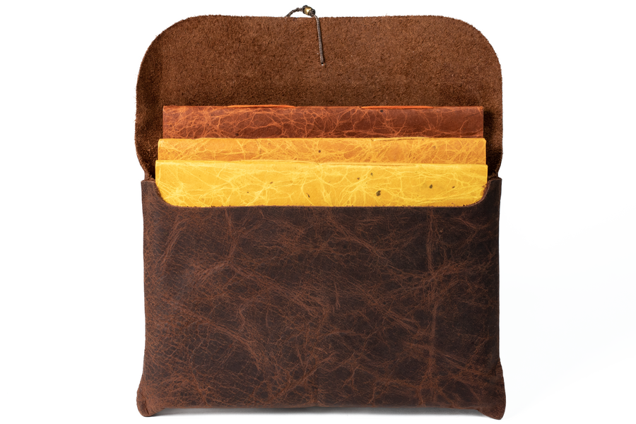 Handmade Leather Notebook Pouch, Earth Tones