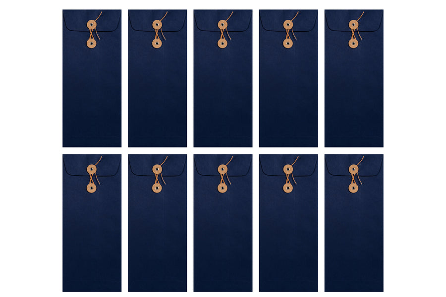 Button-and-String Letter Envelopes, Navy, Set of 10