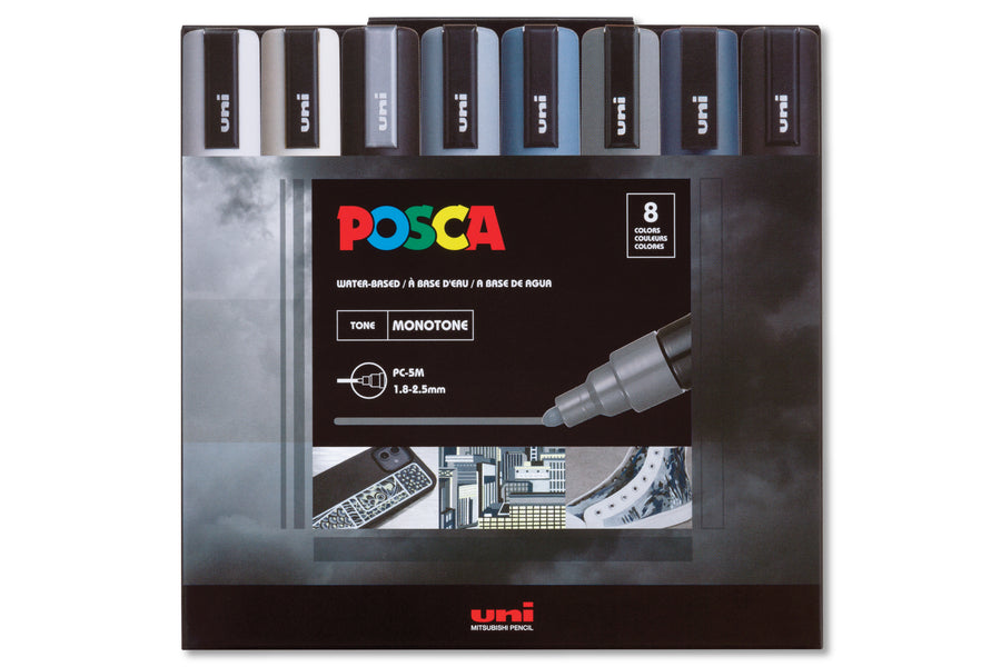 Uni POSCA Paint Markers, Monotone Set (PC-5M)