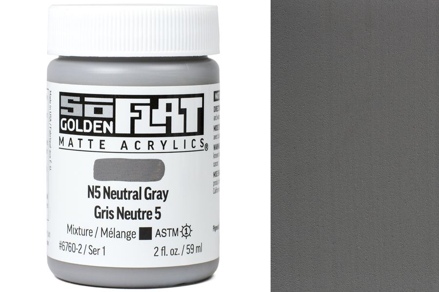 Golden SoFlat Matte Acrylics, N5 Neutral Grey