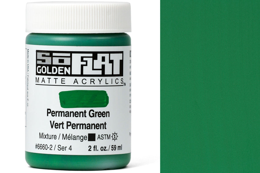 Golden SoFlat Matte Acrylics, Permanent Green
