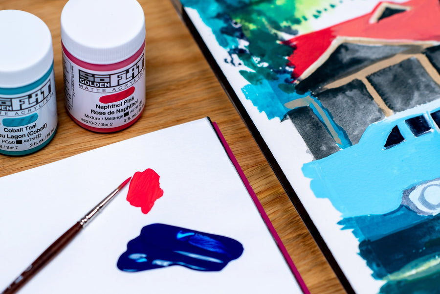 Golden SoFlat Matte Acrylics, Fluorescent Set of 6