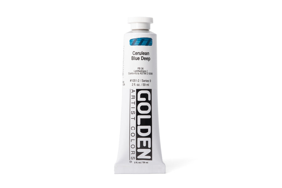 Golden Heavy Body Acrylics, Cerulean Blue Deep, 2 oz. Tube
